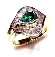 Ring Giorgio Visconti Woman Flower in Yellow Gold Smeraldo A0757X-14